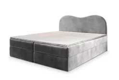 Masseno Lit Boxspring FLUVIA 140X200 CM MONOLITH 84, Gris clair, Lit avec matelas et rangement Best