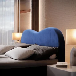Masseno Lit Boxspring FLUVIA 140X200 CM MONOLITH 77, Bleu, Lit avec matelas et rangement