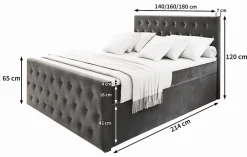 Masseno Lit Boxspring FONDI 180X200 CM CASABLANCA 04, Beige, Lit avec matelas et rangement