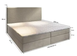 Masseno Lit Boxspring GIARRO 140X200 CM POSO 05 + KRONOS 05, Bleu, Lit avec matelas et rangement Best