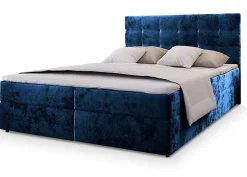 Masseno Lit Boxspring GLOS 180X200 CM KRONOS 09, Bleu, Lit avec matelas et rangement