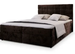 Masseno Lit Boxspring GLOS 140X200 CM KRONOS 06, Marron, Lit avec matelas et rangement