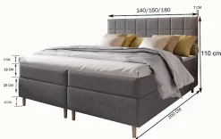 Masseno Lit Boxspring IBIZA 140X200 CM INARI 22, Beige, Lit avec matelas et rangement