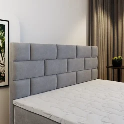 Masseno Lit Boxspring KERLO 160X200 CM COSMIC 160, Gris, Lit avec matelas et rangement