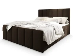 Masseno Lit Boxspring LAGO 140X200 CM SAWANA 16, Marron, Lit avec matelas et rangement Sale