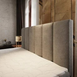 Masseno Lit Boxspring LAGO 140X200 CM SAWANA 16, Marron, Lit avec matelas et rangement Sale