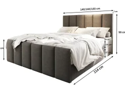 Masseno Lit Boxspring LAGO 140X200 CM SAWANA 16, Marron, Lit avec matelas et rangement Sale