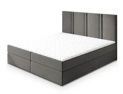 Masseno Lit Boxspring LARIO 160X200 CM KRONOS 15, Gris, Lit avec matelas et rangement New