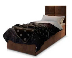 Masseno Lit Boxspring LENA 100 100X200 CM KRONOS 06, Marron, Lit avec matelas et rangement