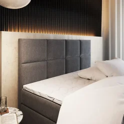 Masseno Lit Boxspring LENA 160X200 CM KRONOS 34, Graphite, Lit avec matelas et rangement