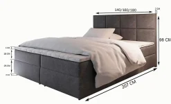 Masseno Lit Boxspring LENA 160X200 CM KRONOS 27, Rose, Lit avec matelas et rangement