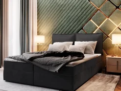 Masseno Lit Boxspring LENTE 160X200 CM MONOLITH 95, Noir, Lit avec matelas et rangement Online