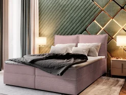 Masseno Lit Boxspring LENTE 180X200 CM LINCOLN 61, Rose, Lit avec matelas et rangement