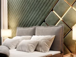 Masseno Lit Boxspring LENTE 160X200 CM MONOLITH 84, Gris clair, Lit avec matelas et rangement Discount