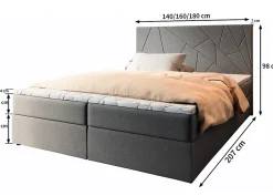 Masseno Lit Boxspring MADO 160X200 CM INARI 100, Noir, Lit avec matelas et rangement Hot