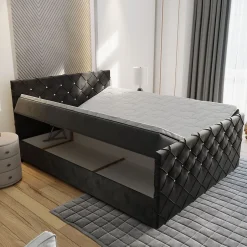 Masseno Lit Boxspring MANDI 180X200 CM MAGIC VELVET 2213, Cuivre, Lit avec matelas et rangement
