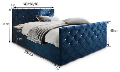 Masseno Lit Boxspring MANDI 180X200 CM MAGIC VELVET 2221, Bleu, Lit avec matelas et rangement Sale
