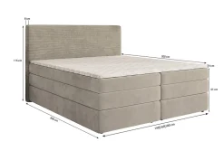 Masseno Lit Boxspring MATERN 180X200 CM POSO 27 + KRONOS 27, Rose, Lit avec matelas et rangement