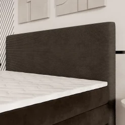 Masseno Lit Boxspring MATERN 160X200 CM POSO 06 + KRONOS 06, Marron, Lit avec matelas et rangement