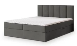 Masseno Lit Boxspring MERIL 160X200 CM KRONOS 15, Gris, Lit avec matelas et rangement Best