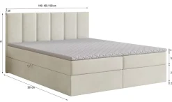 Masseno Lit Boxspring MERIL 140X200 CM SORO 97, Graphite, Lit avec matelas et rangement Online