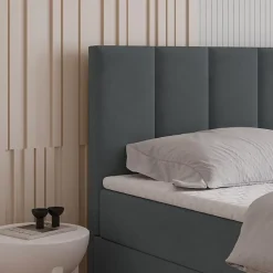 Masseno Lit Boxspring MERIL 140X200 CM SORO 97, Graphite, Lit avec matelas et rangement Online