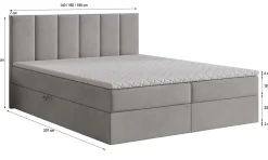 Masseno Lit Boxspring MERIL 180X200 CM SAWANA 16, Marron, Lit avec matelas et rangement Outlet