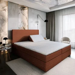 Masseno Lit Boxspring MILARA 140X200 CM TILIA 52, Cuivre, Lit avec matelas et rangement