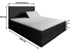 Masseno Lit Boxspring MILARA 140X200 CM TILIA 52, Cuivre, Lit avec matelas et rangement