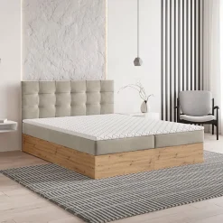 Masseno Lit Boxspring MOLVEN 180X200 CM SORO 21, Beige, Lit avec matelas et rangement