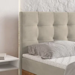 Masseno Lit Boxspring MOLVEN 180X200 CM SORO 21, Beige, Lit avec matelas et rangement
