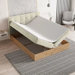 Masseno Lit Boxspring MOLVEN 140X200 CM SORO 02, Crème, Lit avec matelas et rangement Hot