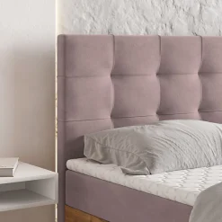 Masseno Lit Boxspring MOLVEN 140X200 CM SORO 61, Rose, Lit avec matelas et rangement
