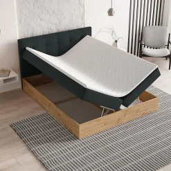 Masseno Lit Boxspring MOLVEN 180X200 CM SORO 100, Noir, Lit avec matelas et rangement Hot