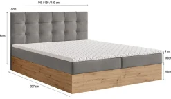 Masseno Lit Boxspring MOLVEN 180X200 CM SORO 100, Noir, Lit avec matelas et rangement Hot