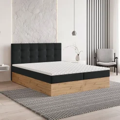 Masseno Lit Boxspring MOLVEN 180X200 CM SORO 100, Noir, Lit avec matelas et rangement Hot