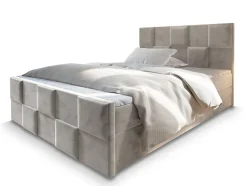 Masseno Lit Boxspring MONA 140X200 CM PAROS 02, Beige, Lit avec matelas et rangement Hot