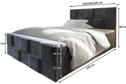 Masseno Lit Boxspring MONA 180X200 CM PAROS 06, Gris, Lit avec matelas et rangement