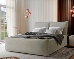 Masseno Lit Boxspring MONTA 180X200 CM LINCOLN 03, Crème, Lit avec matelas et rangement