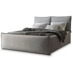 Masseno Lit Boxspring MONTA 140X200 CM LINCOLN 86, Gris clair, Lit avec matelas et rangement