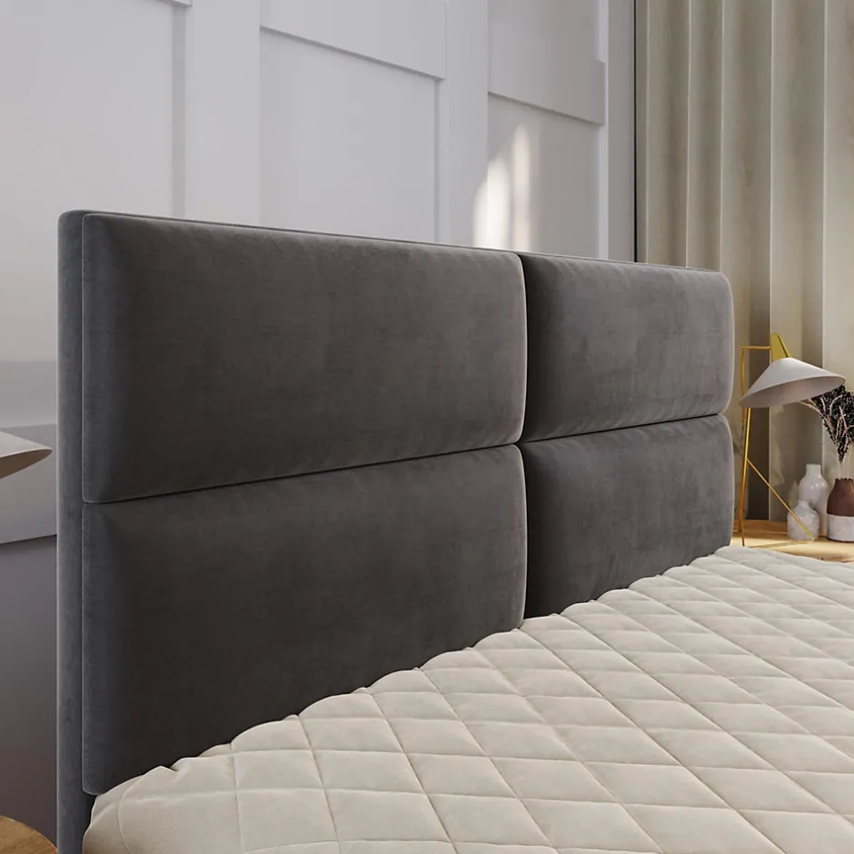 Masseno Lit Boxspring MULEN 160X200 CM SAWANA 14, Noir, Lit avec matelas et rangement