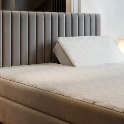 Masseno Lit Boxspring MURLO 180X200 CM KRONOS 13, Bleu, Lit avec matelas et rangement