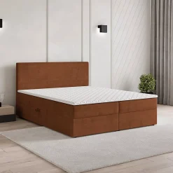 Masseno Lit Boxspring NIRA 180X200 CM ROMA 11, Terracotta, Lit avec matelas et rangement