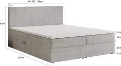 Masseno Lit Boxspring NIRA 180X200 CM ROMA 11, Terracotta, Lit avec matelas et rangement