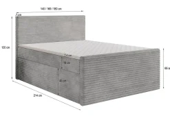 Masseno Lit Boxspring NOLEN 140X200 CM TILIA 62, Rose, Lit avec matelas et rangement