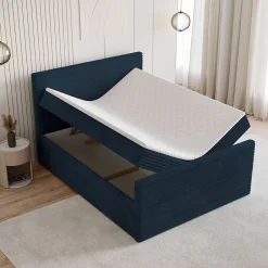Masseno Lit Boxspring NOLEN 180X200 CM TILIA 77, Bleu, Lit avec matelas et rangement