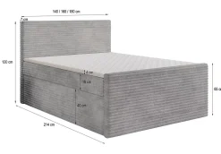 Masseno Lit Boxspring NOLEN 140X200 CM TILIA 39, Vert foncé, Lit avec matelas et rangement Discount