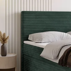 Masseno Lit Boxspring NOLEN 140X200 CM TILIA 39, Vert foncé, Lit avec matelas et rangement Discount