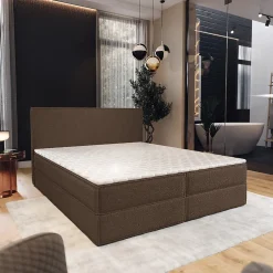 Masseno Lit Boxspring PELLIO 140X200 CM QUELLE 25, Marron, Lit avec matelas et rangement