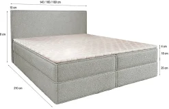 Masseno Lit Boxspring PELLIO 140X200 CM QUELLE 25, Marron, Lit avec matelas et rangement